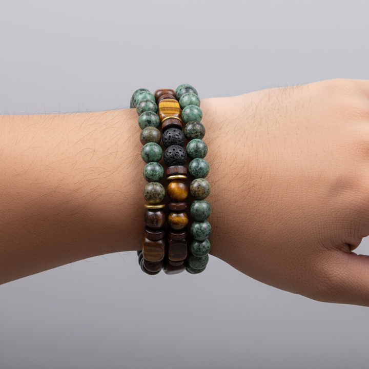 Stilvolles Unisex Stretcharmband aus Naturstein, perfekt für Damen & Herren.
