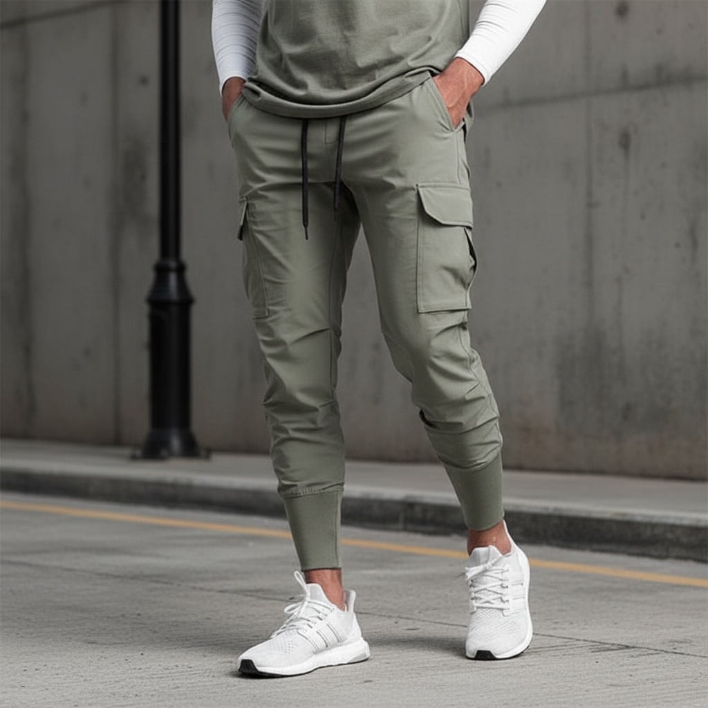 Herren Stretch Joggerhose Francis mit praktischen Seitentaschen für urbanen Komfort und Stil.