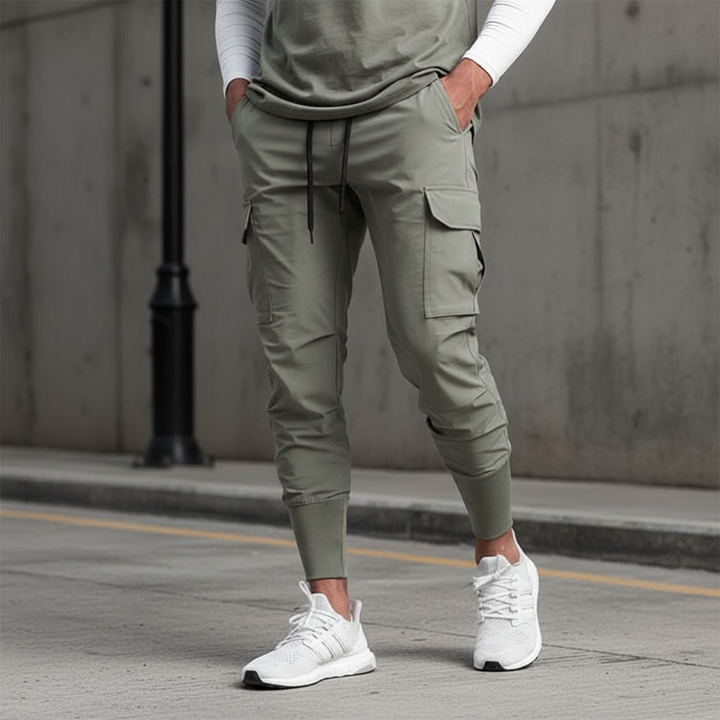 Herren Stretch Joggerhose Francis mit praktischen Seitentaschen für urbanen Komfort und Stil.