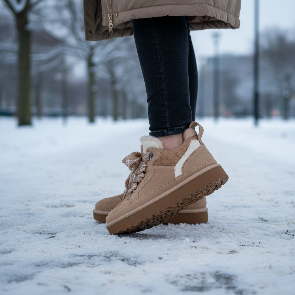 Warme Damen Winterstiefel Brooklyn aus Wildleder mit Fellfutter, rutschfest für kalte Tage und bequemen Komfort.