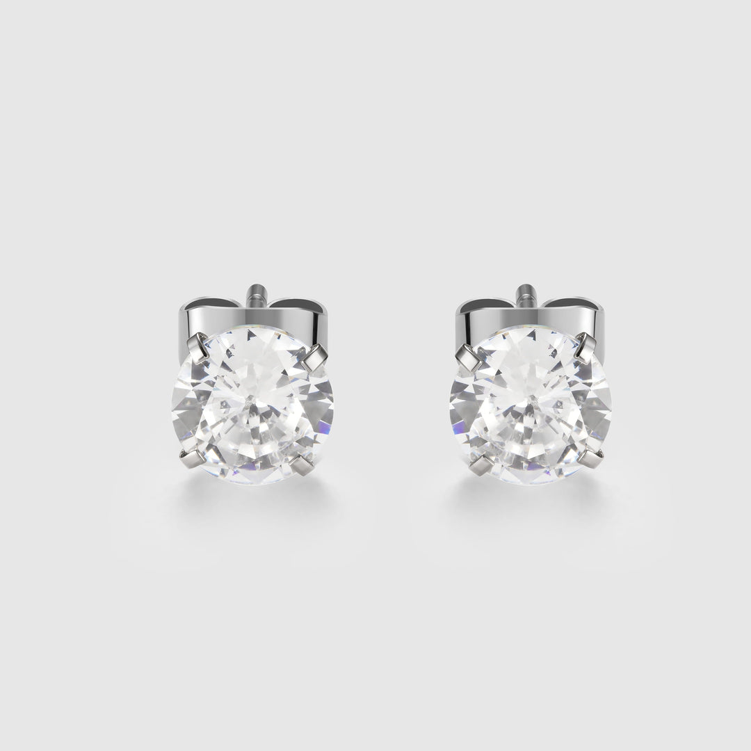 Goldene Zirkonia Ohrstecker aus wasserdichtem Edelstahl. Hypoallergener Schmuck für Damen.