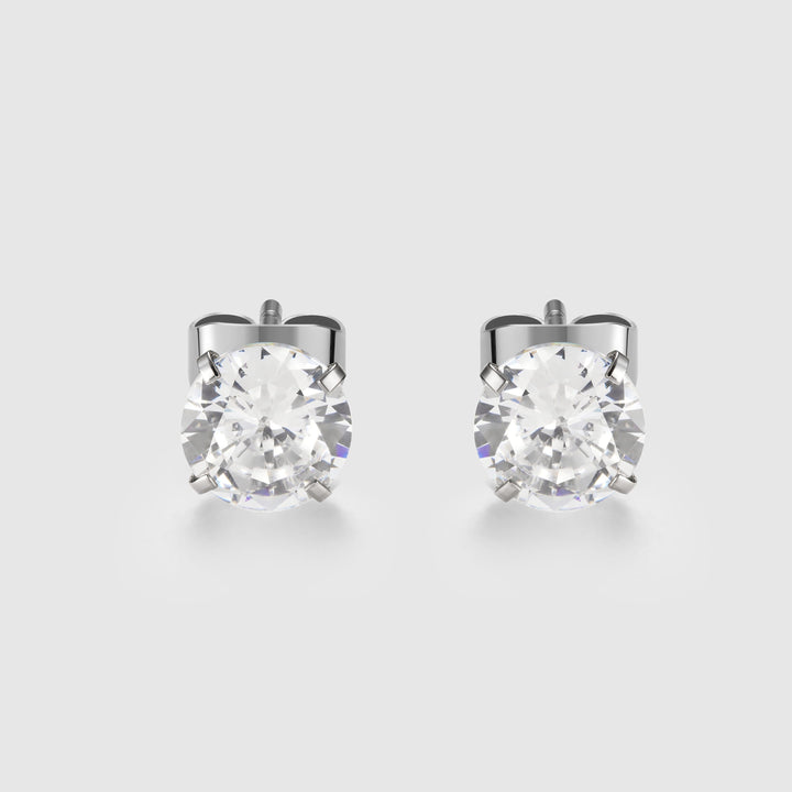 Goldene Zirkonia Ohrstecker aus wasserdichtem Edelstahl. Hypoallergener Schmuck für Damen.