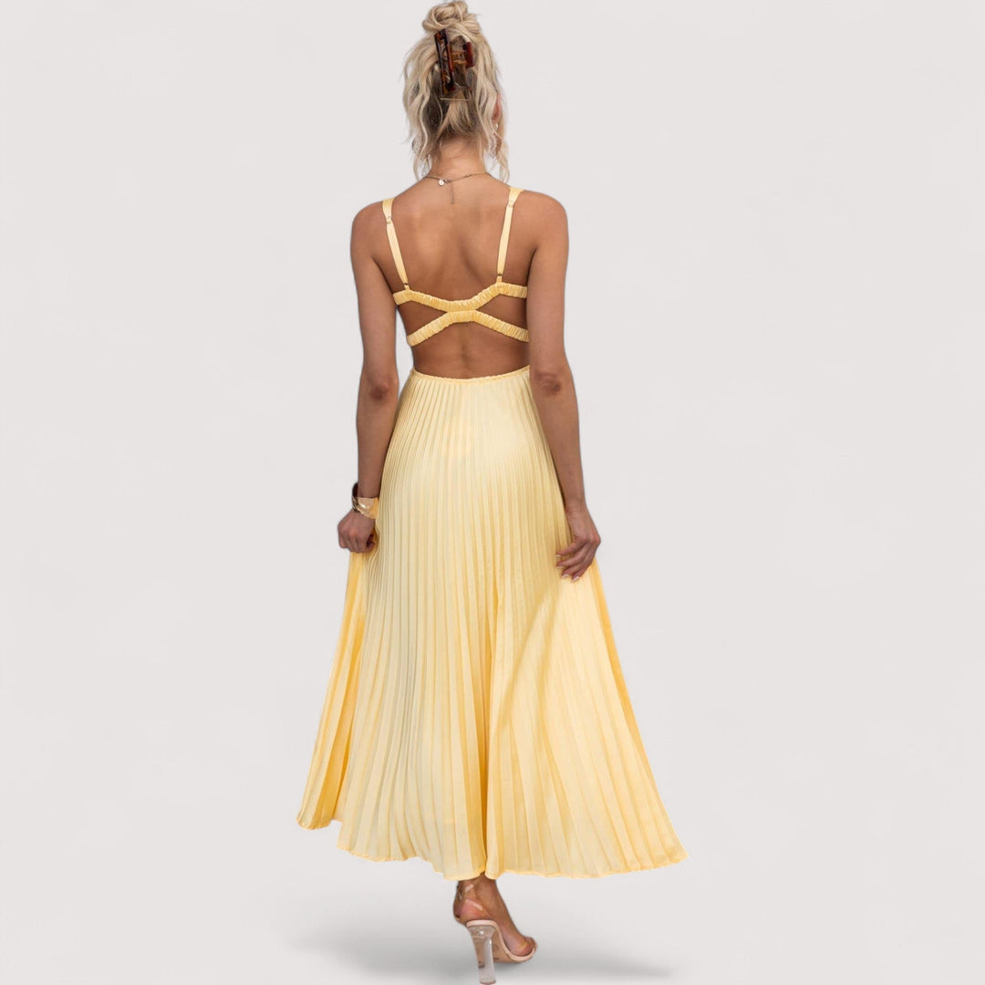 Chic Abendkleid für Damen. Elegant mit V-Ausschnitt und verstellbaren Trägern. Ideal für Partys und Events.