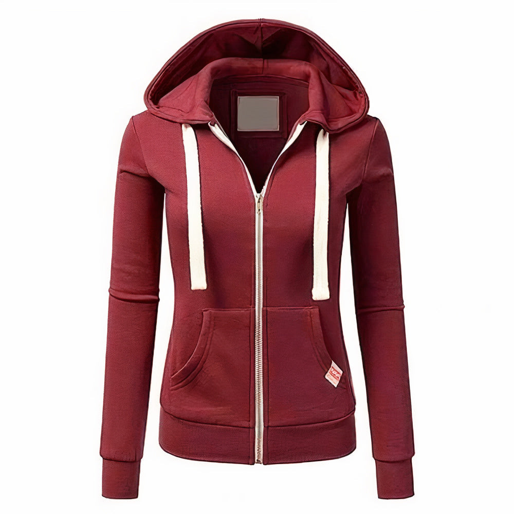 Stylische & bequeme hellblaue Damen Kapuzenjacke mit Reißverschluss, schlank geschnitten für den Alltag.