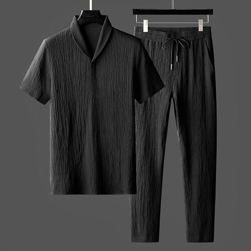 Stilvolles Herren Sommer Zweiteiler Set: Bequemes Oberteil & lässige Hose für Homewear und Casual-Look.