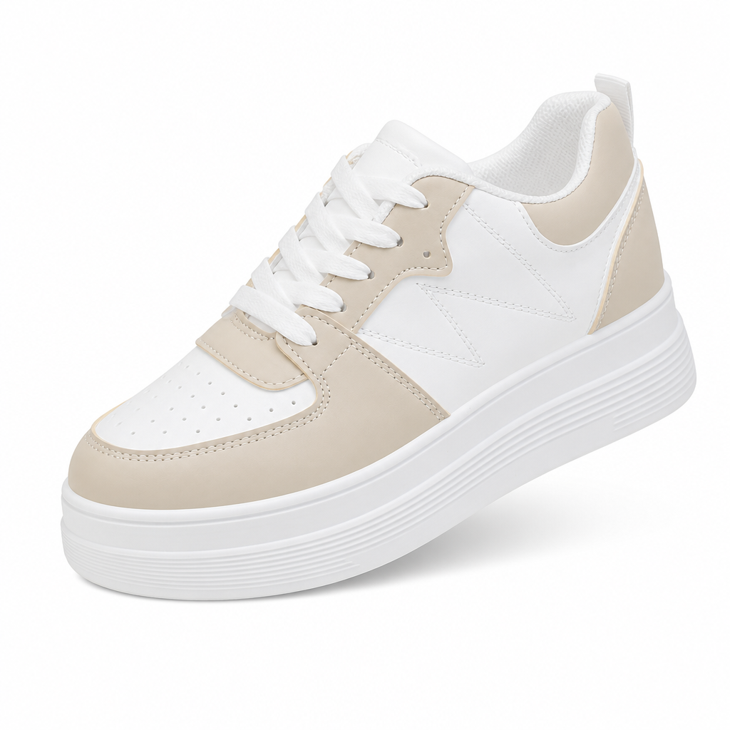 Bequeme Damen Sneaker mit Plateausohle in Grau für eleganten Alltagslook; ideal für Komfort & Stil.