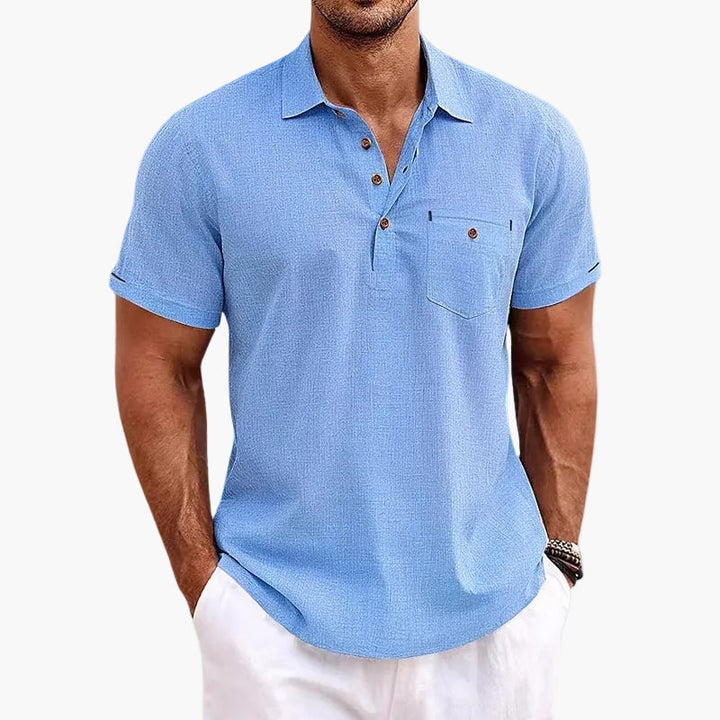 Herren Sommer Poloshirt für eleganten Casual-Stil. Kurzarm, atmungsaktiv, ideal für Freizeit & Sport.