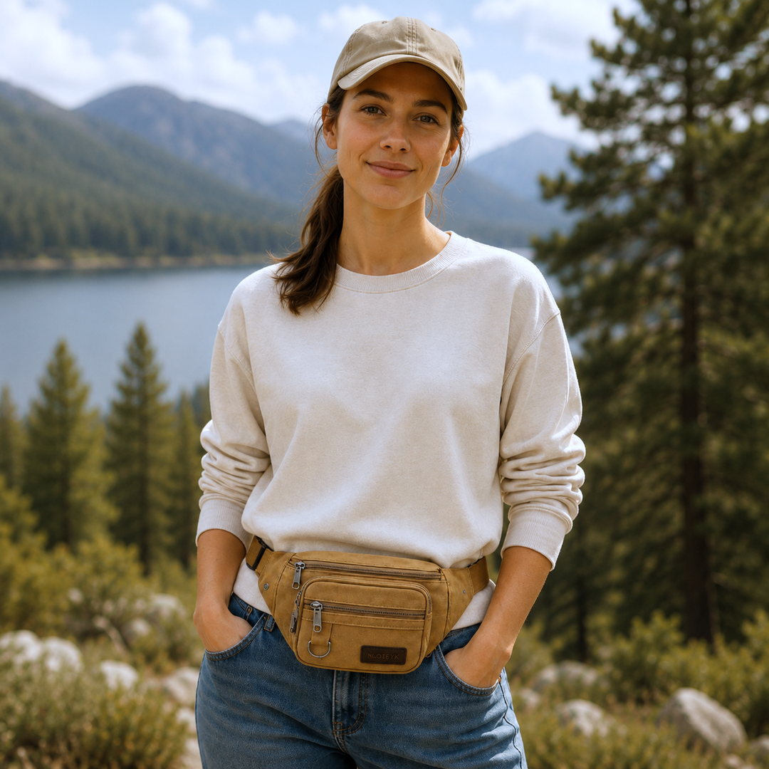 Unisex Canvas-Gürteltasche, robust & praktisch für Reisen und den täglichen Gebrauch.