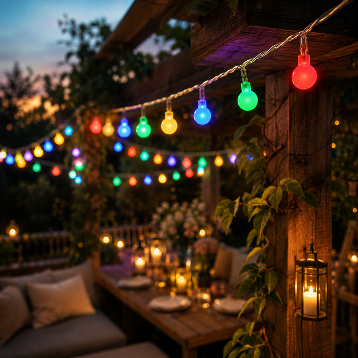 LumaOrbs LED Lichterkette, warmweiß, für stimmungsvolle Garten- & Innenraum-Dekoration.