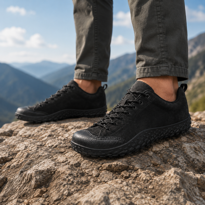 Wanderschuhe, breite Passform, rutschfest. Unisex Modell für optimalen Halt und Komfort auf Wanderwegen.