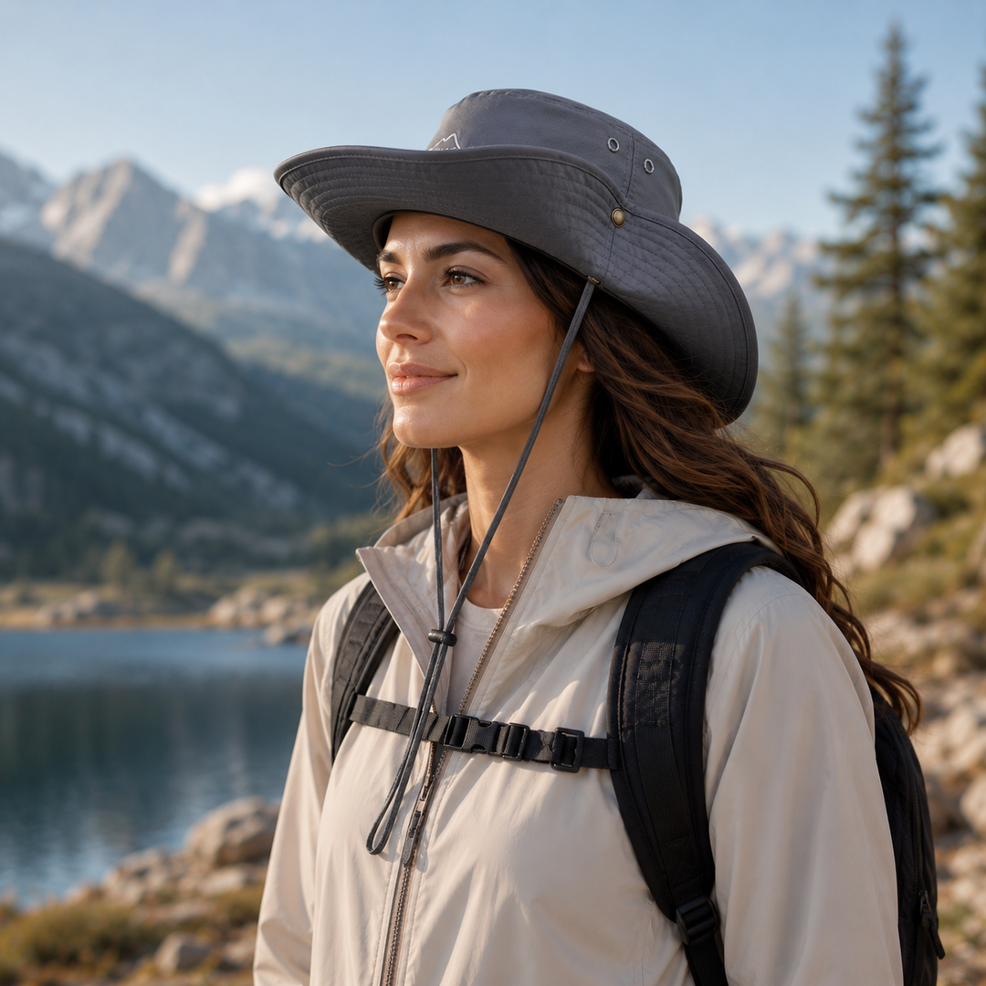 Eleganter Sonnenhut Shadorra mit breiter Krempe, wasserdicht und atmungsaktiv.