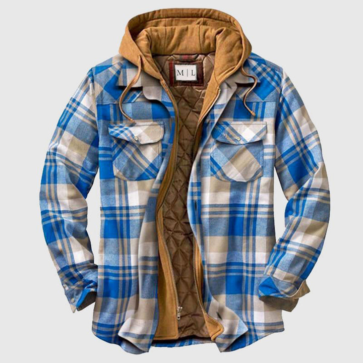Herren Holzfällerjacke kariert, robust & warm, ideal für Outdoor-Abenteuer im Winter.