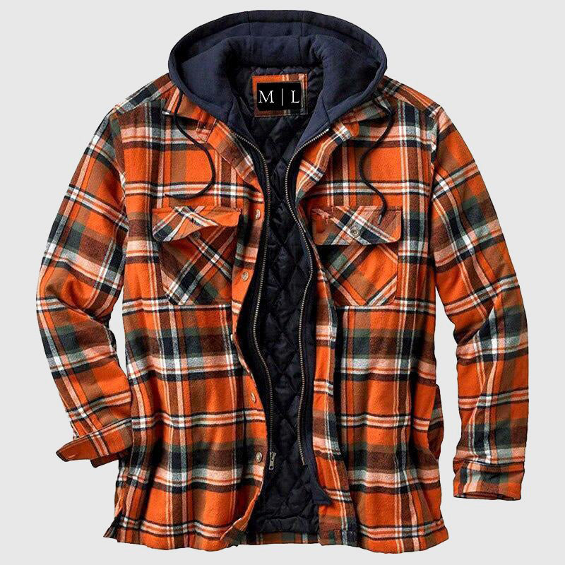 Warme karierte Herren Freizeitjacke, strapazierfähige Holzfällerjacke für kalte Tage & Outdoor.