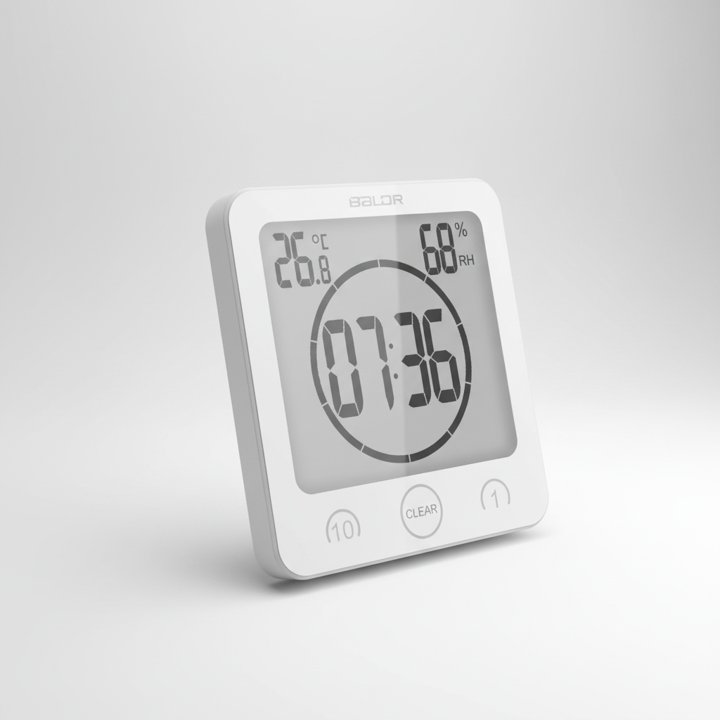 SplashClock Duschtimer digital, wasserfest & energiesparend, mit starkem Saugnapf. Perfektes Badaccessoire.