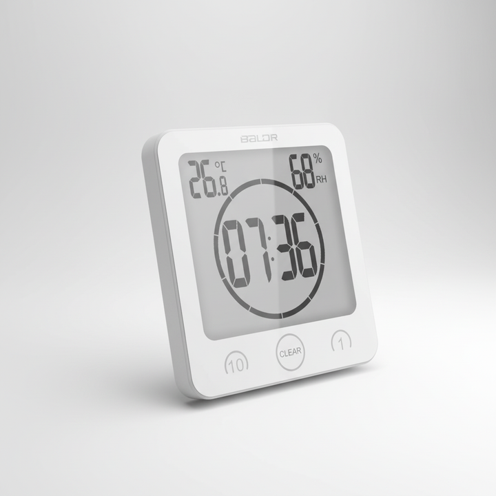 SplashClock Duschtimer digital, wasserfest & energiesparend, mit starkem Saugnapf. Perfektes Badaccessoire.