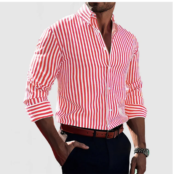 Hochwertiges gestreiftes Herrenhemd, Langarm, für einen gepflegten Look. Ideal als Business- oder Freizeithemden.