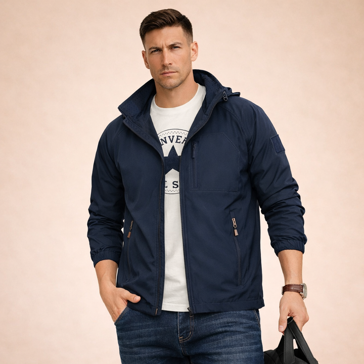 Stilvolle Herren Übergangsjacke, winddicht, minimalistisch & modern, für Frühling & Herbst.