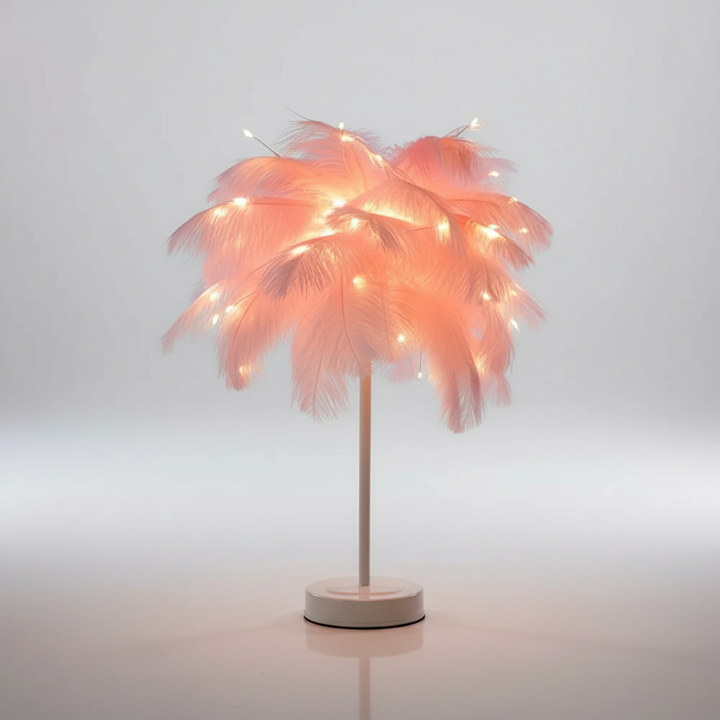 USB-betriebene Feder-Tischlampe Roségold von PalmGleam. Dimmbare Dekolampe für stimmungsvolle Atmosphäre im Wohnzimmer.