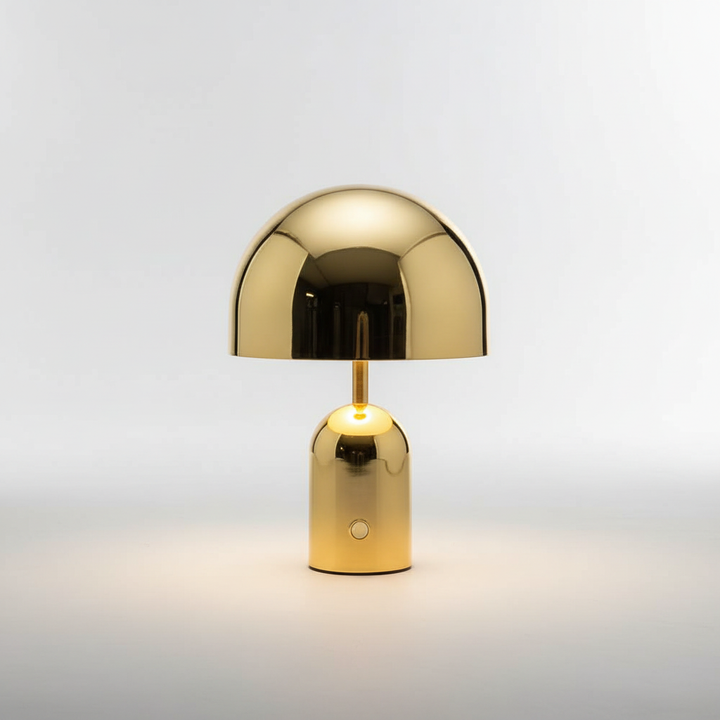 Stilvolle LED Tischlampe kabellos und dimmbar, in Chrom-Optik, für Wohnzimmer, Esszimmer oder Schlafzimmer.