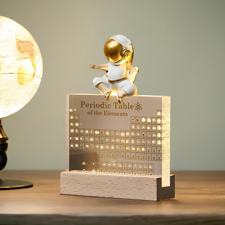 Elegante Periodensystem Tischlampe mit LED-Beleuchtung, ideal für Schreibtisch oder Regal als Heimdeko.
