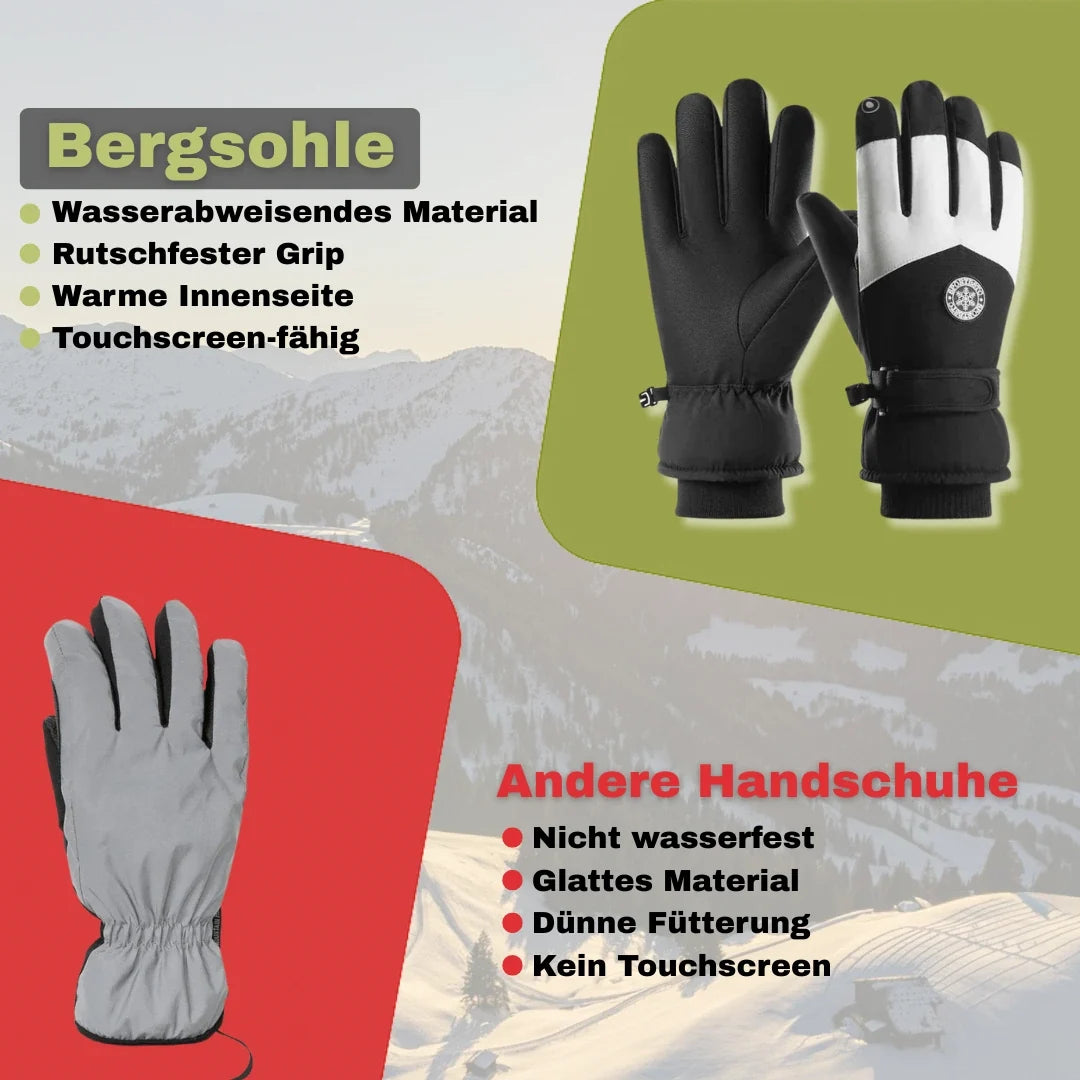 Stylische warme Unisex-Skihandschuhe, seitliche Ansicht, perfekt für Damen & Herren bei Outdoor & Ski.