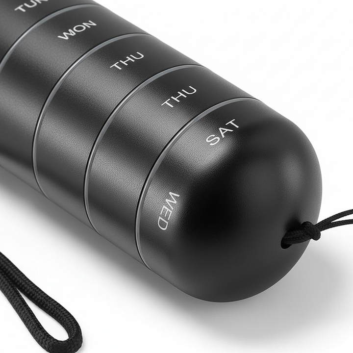 Wasserdichte Pillendose aus Aluminium, kompakter Organizer für tägliche Medikamente & Vitamine.