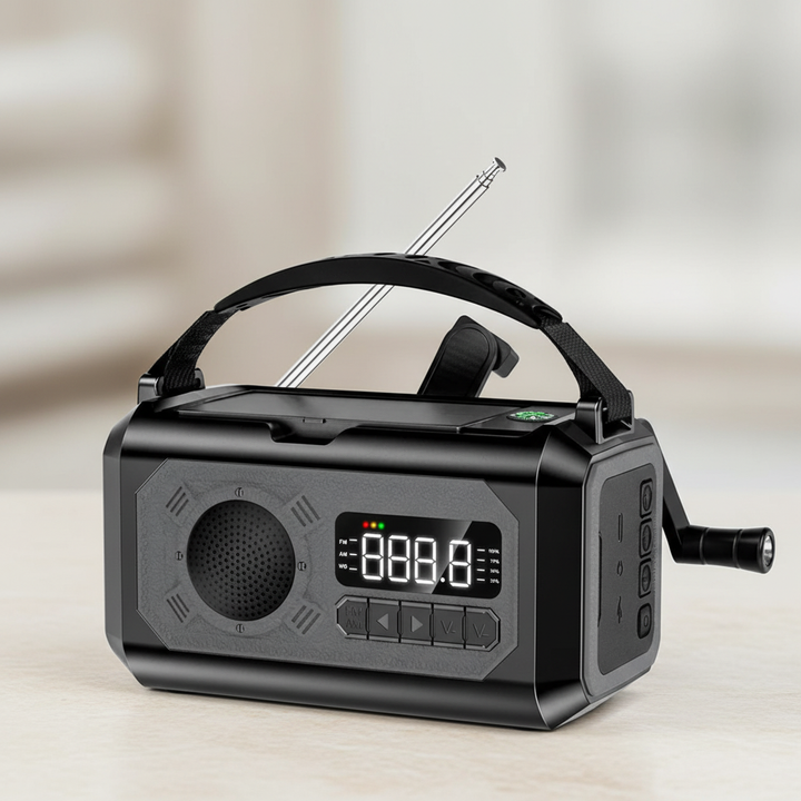 Multifunktionales Notfunkradio HelioRescue mit Solar & Kurbel für Notfallvorsorge, Outdoor & Survival.