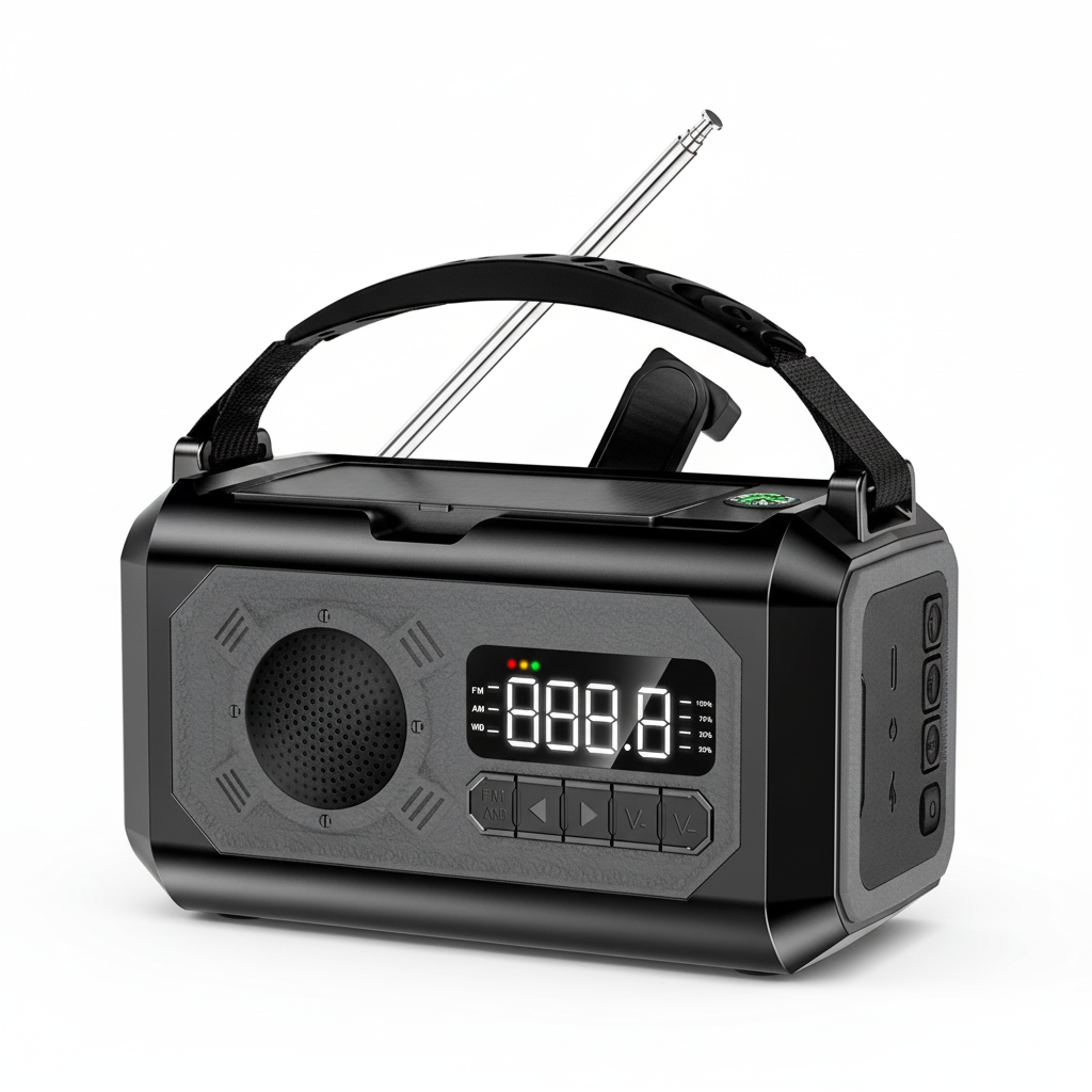 HelioRescue Notfunkradio, solarbetrieben, ideal für Outdoor-Abenteuer & Stromausfall, lädt mit Sonnenenergie.