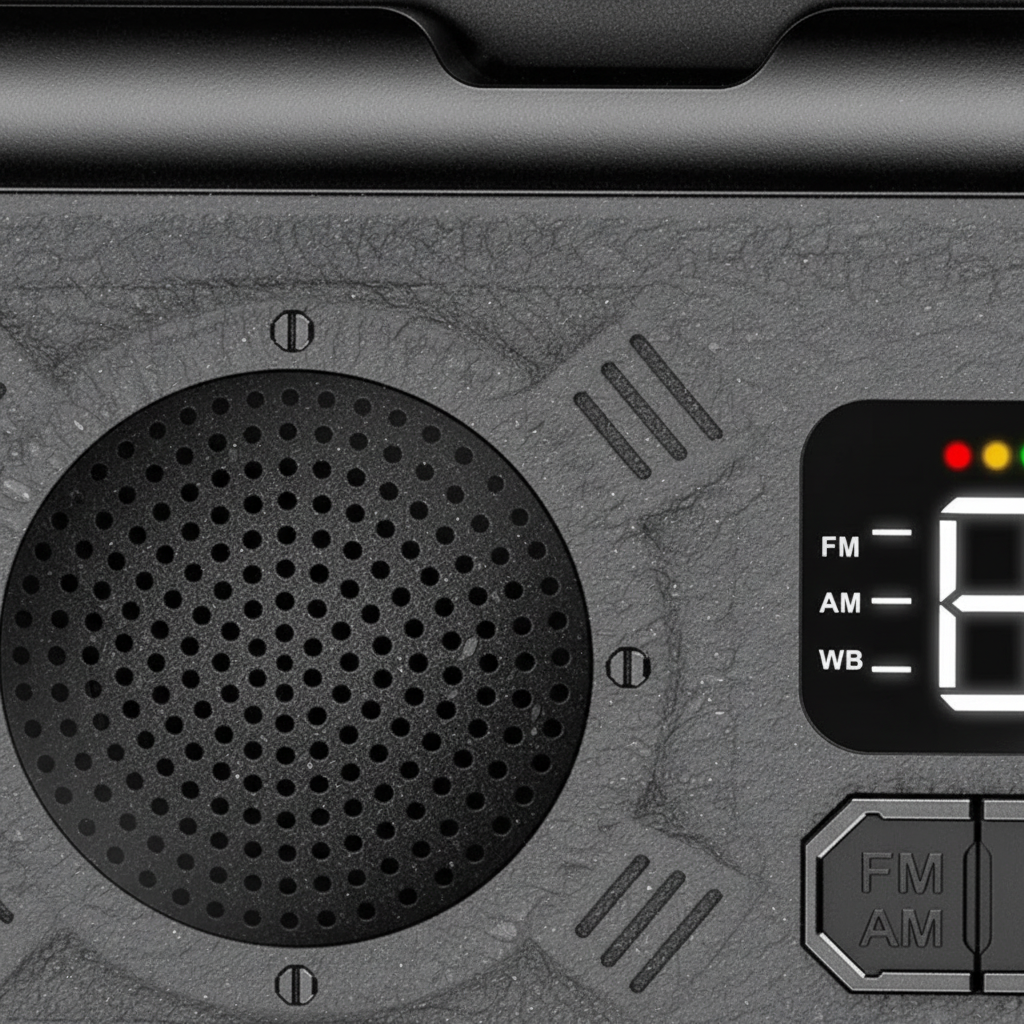 Notfunkradio mit Kurbelgenerator. Manuelle Stromerzeugung für AM/FM Radio & Notfall-Taschenlampe. Katastrophenschutz.