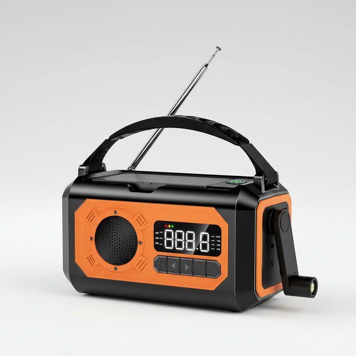 Tragbares Notfunkradio HelioRescue lädt Handys per USB, wichtige Notfallausrüstung bei Stromausfall & Outdoor.
