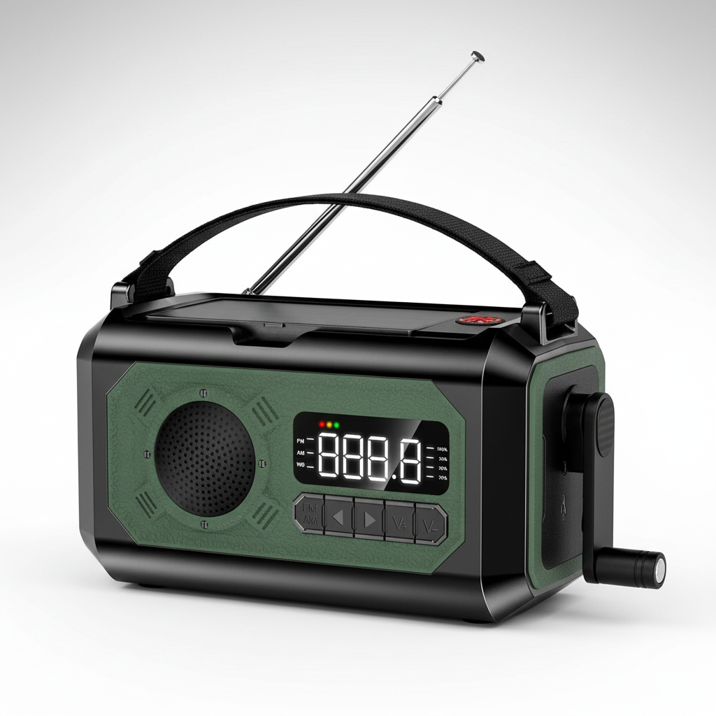 Übersichtliches AM/FM Notfunkradio mit klarer Anzeige & benutzerfreundlichen Tasten für Krisenfälle.