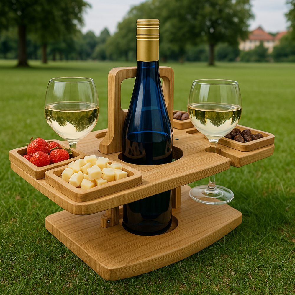 Robuster Camping-Weintisch, klappbar & leicht, perfekt für Outdoor-Abenteuer, gemütliche Weinabende im Freien.
