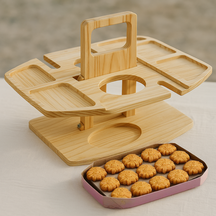 Praktischer Picknick-Weintisch mit integrierten Haltern für 2 Weingläser & 1 Weinflasche, stabiler Outdoor-Tisch.