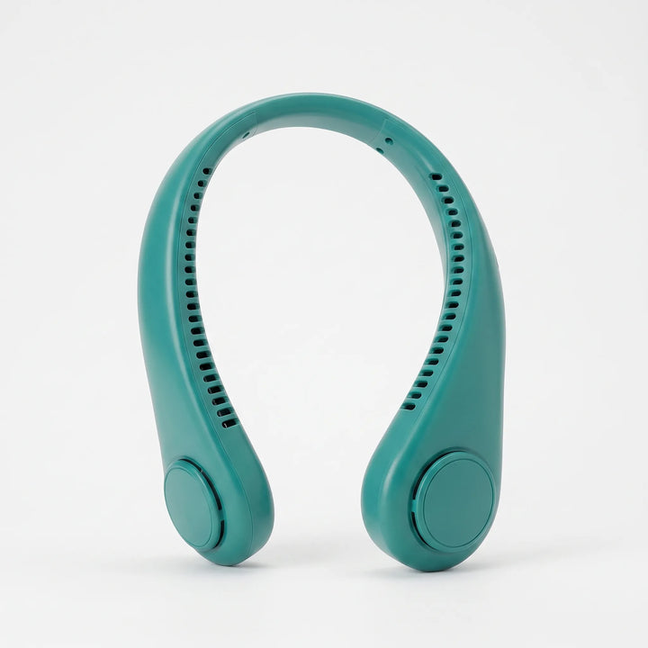 Leichter Nackenventilator für Damen & Herren. Effektive Kühlung für Sommer, Garten, Sport. Handfreies Tragen, tragbar.