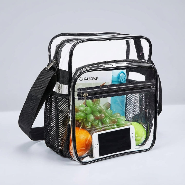 Praktische transparente Unisex Crossbody-Tasche für Stadion, Konzert & Festival. Robustes PVC-Material.