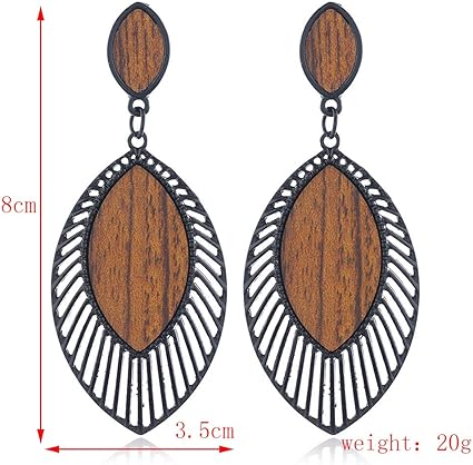Bequeme & leichte Tropfenohrringe aus Holz, Damen Accessoire, perfekt für den ganzen Tag.