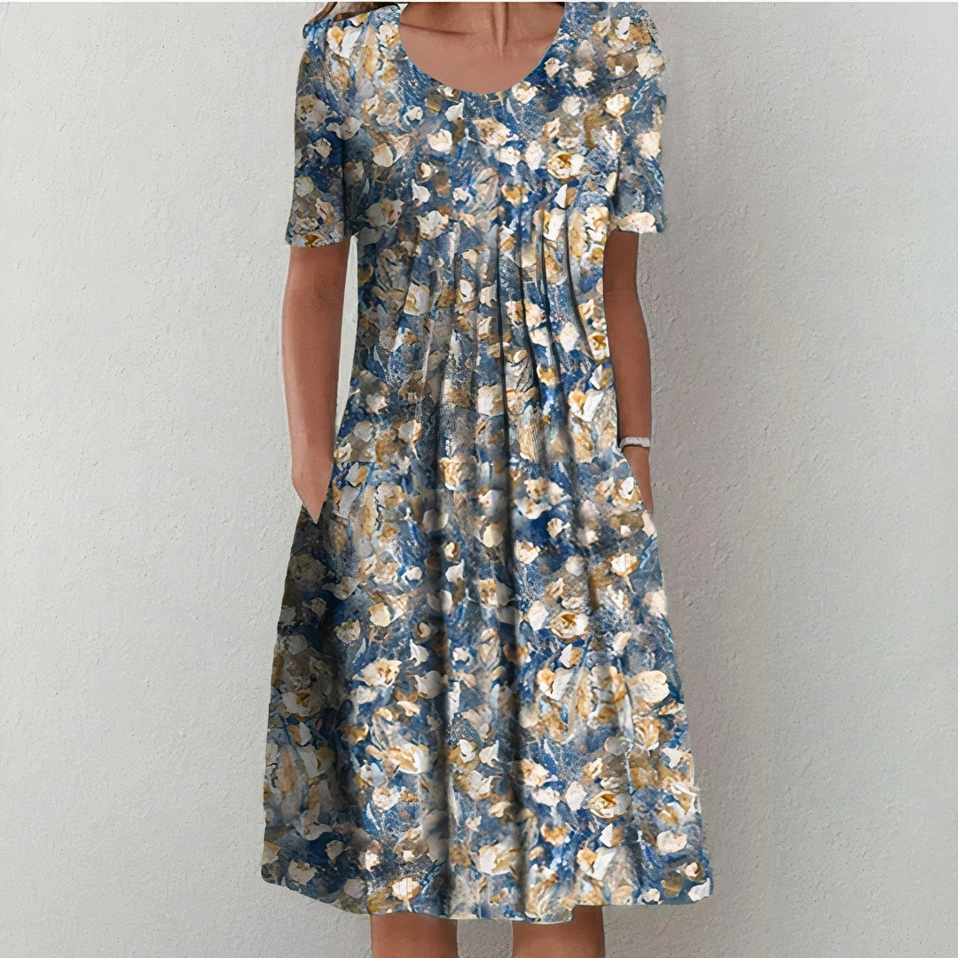 Stylisches Lara Damen Midikleid in Gelb. Bequemes, elegantes Kleid für Hochzeitsgäste und festliche Abende.