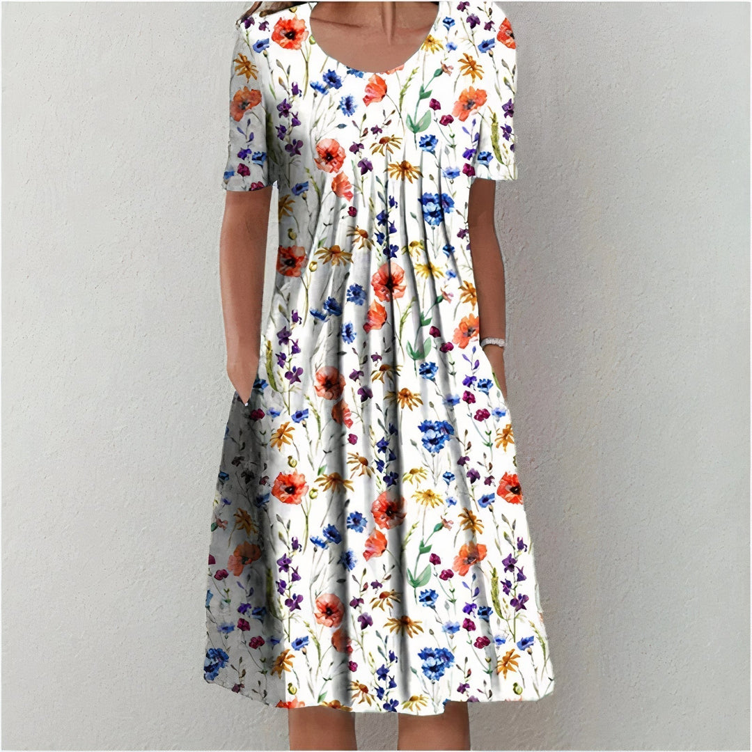 Elegantes Lara Damen Midikleid für Hochzeitsgäste. Fließendes Abendkleid in festlichem Design, perfekt für Anlässe.