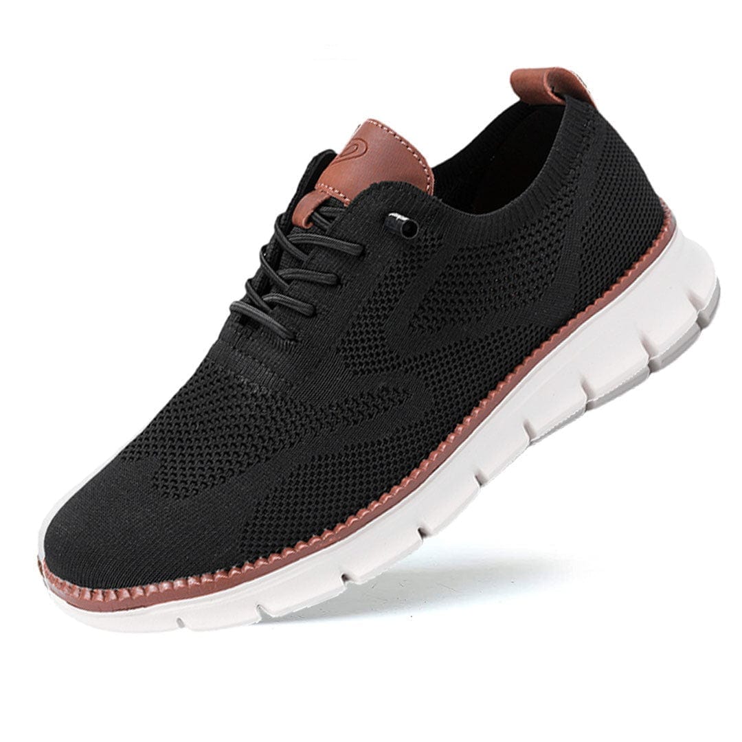 Schwarze, rutschfeste Herren-Freizeitschuhe auf einer bequemen Sohle, vielseitig einsetzbar.