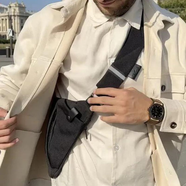 Sichere Umhängetasche für Herren mit Anti-Diebstahl-Funktionen. Perfekt für urbane Pendler.