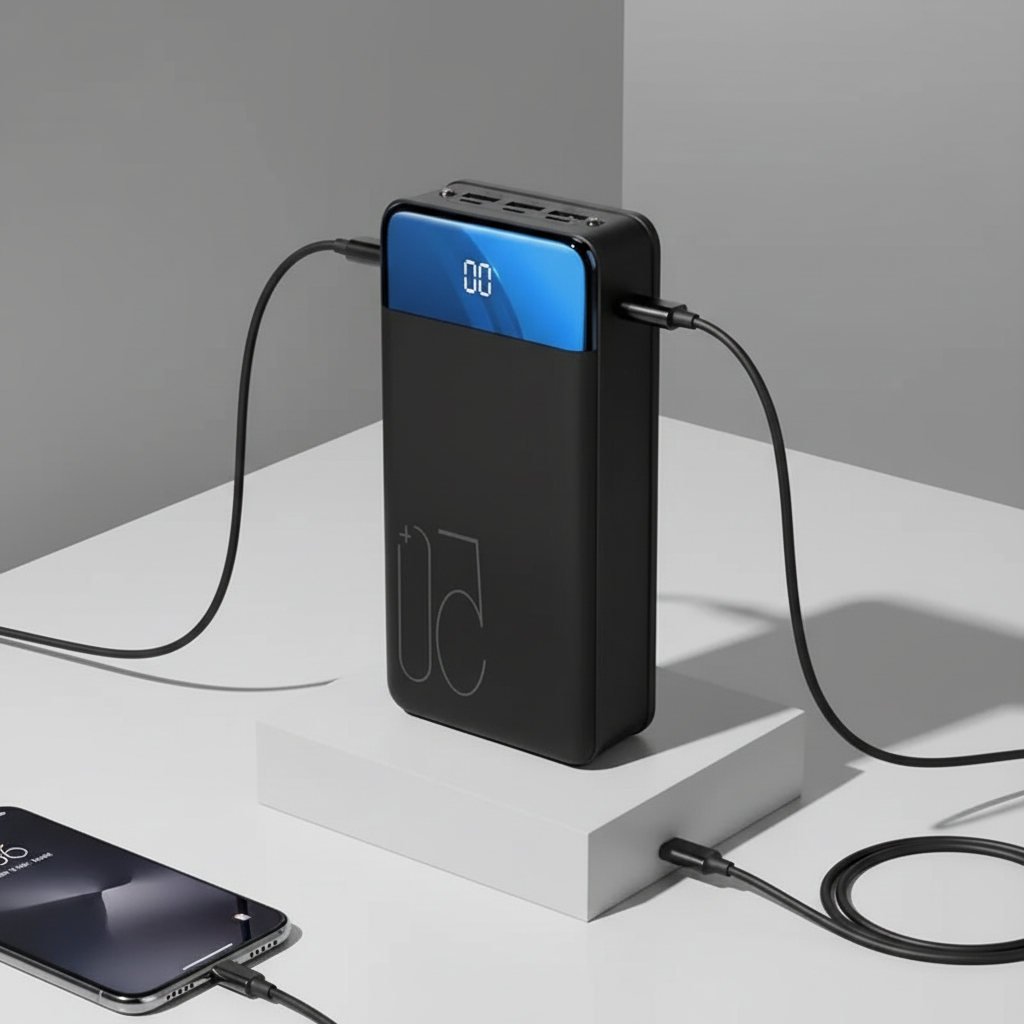 Universelle Powerbank VoltHaven mit Mehrfachausgang für mobiles Laden unterwegs; ideal für Handy & Tablets.