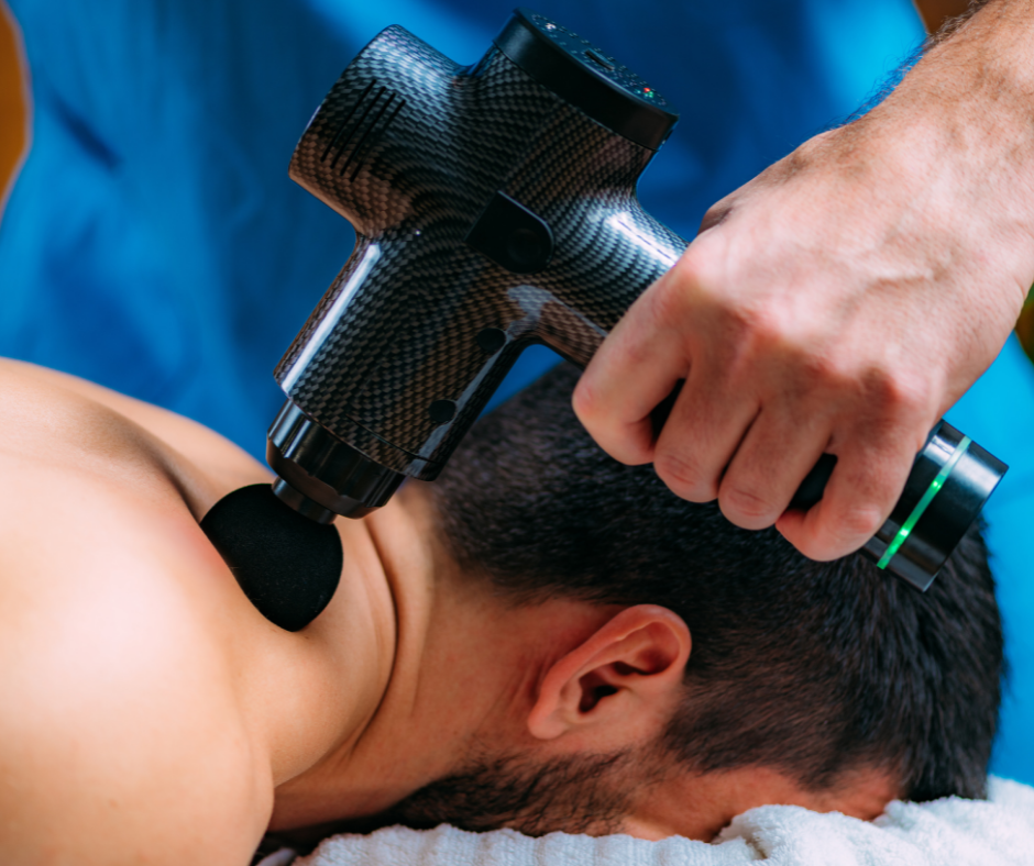 Detailansicht des Premium Massagegeräts. Hochwertiges Design für effektive Muskellockerung & entspannende Körperpflege.