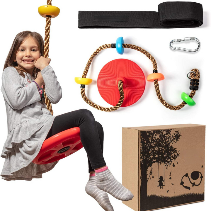 Actionreiche Plattformschaukel mit Kletterseil für Kinder. Spaß & Abenteuer im Garten das ganze Jahr.