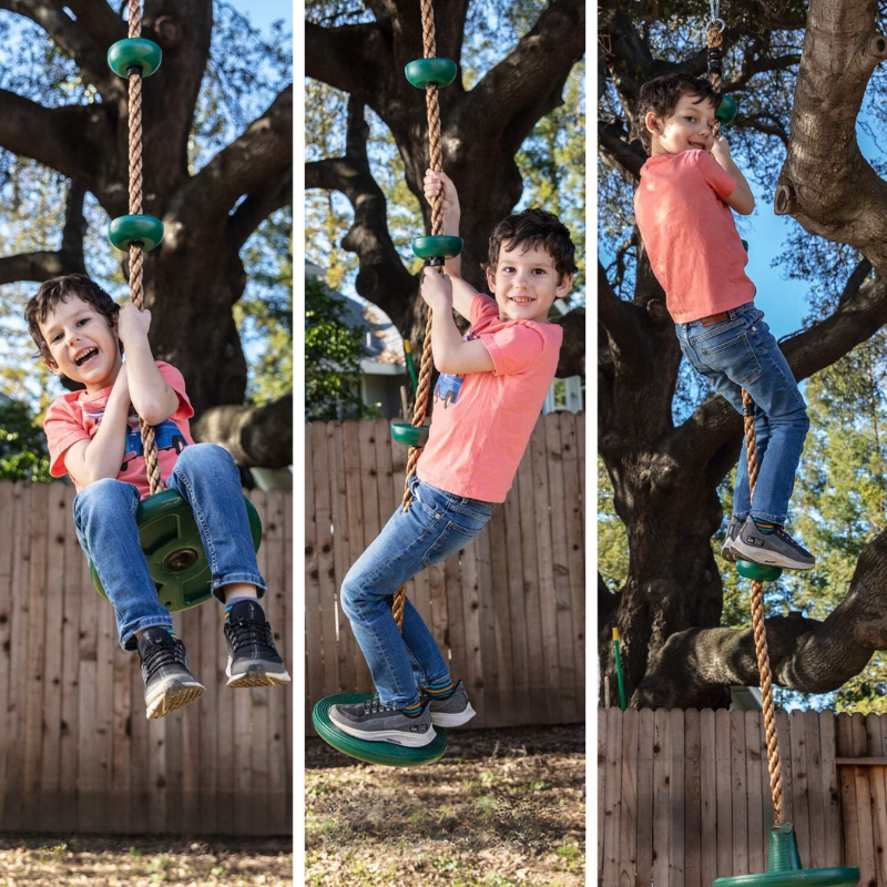Robuste Kletterseil-Schaukel mit bunter Plattform für Kinder. Perfektes Outdoor-Spielzeug für Abenteuer.