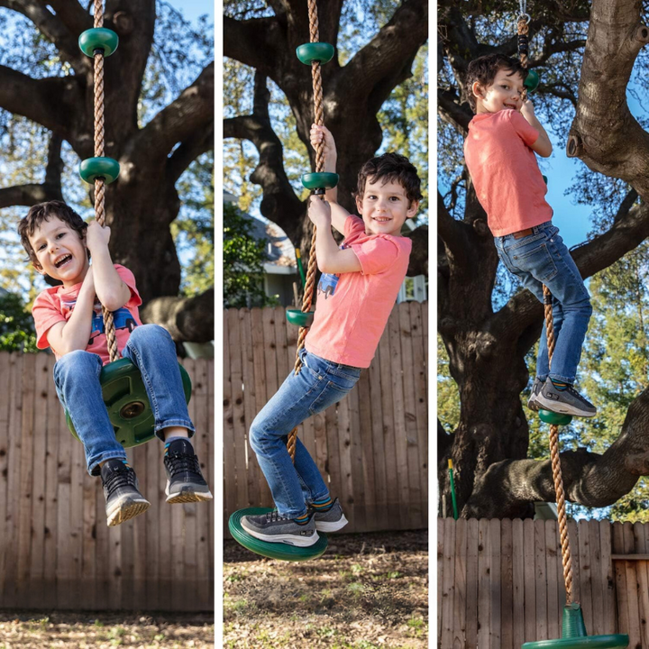 Robuste Kletterseil-Schaukel mit bunter Plattform für Kinder. Perfektes Outdoor-Spielzeug für Abenteuer.