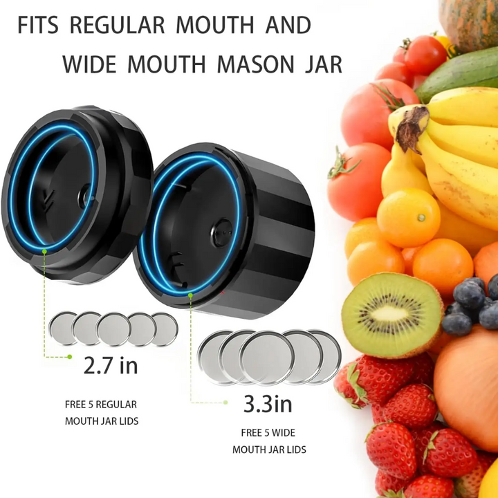 Weißes, elektrisches Vakuumierer-Set für Mason Jars; praktische Lösung für nachhaltige Lebensmittelaufbewahrung.