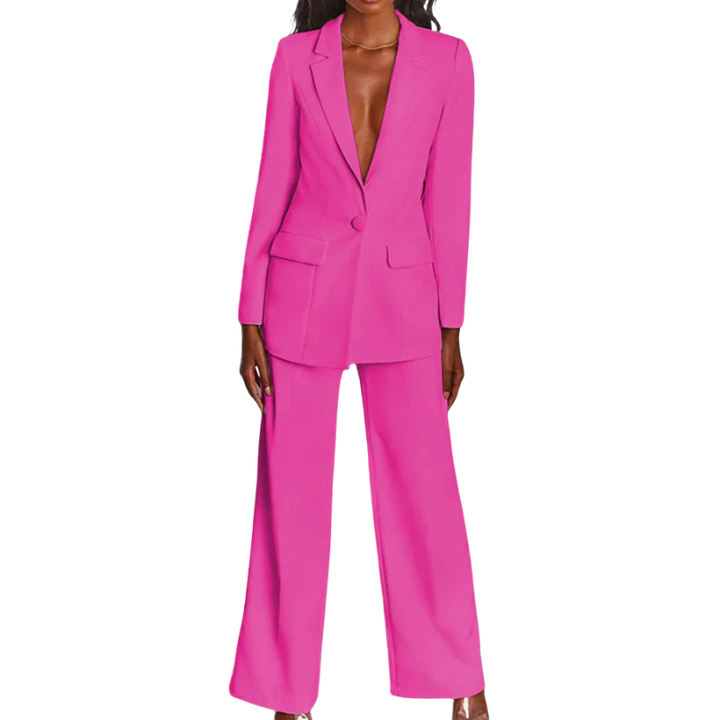 Hochwertiger Damen Zweiteiler: Stilvoller Blazer und Hose für formelle Looks.