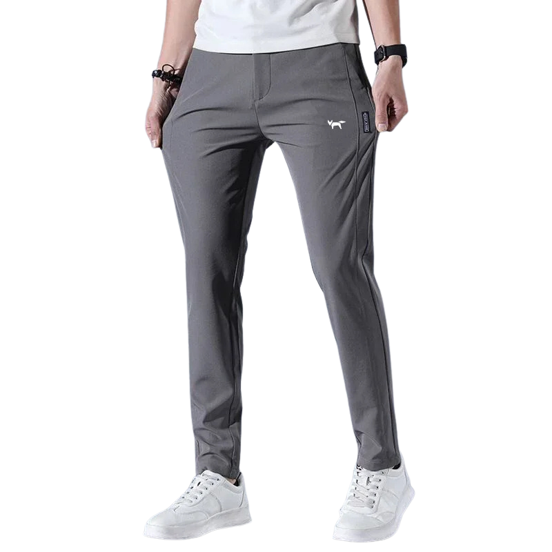 Praktische Herrenmode: Stretch-Golfhose in Grau, perfekt für Sport, Alltag & entspannte Stunden; hoher Tragekomfort.