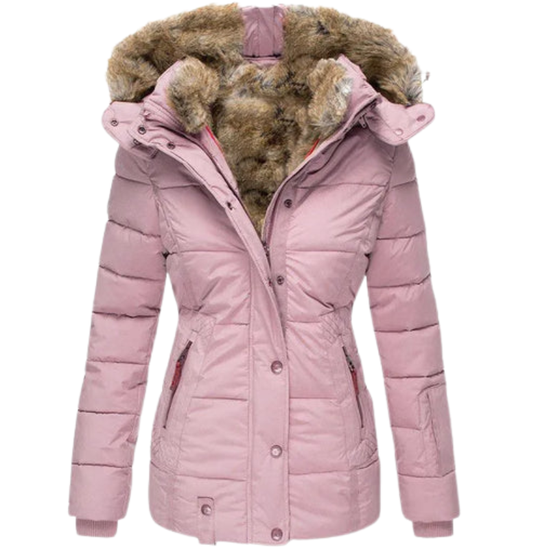 Warme, wasserdichte Damen Winterjacke mit Kapuze, ideal für kalte Tage & Windschutz. (95)