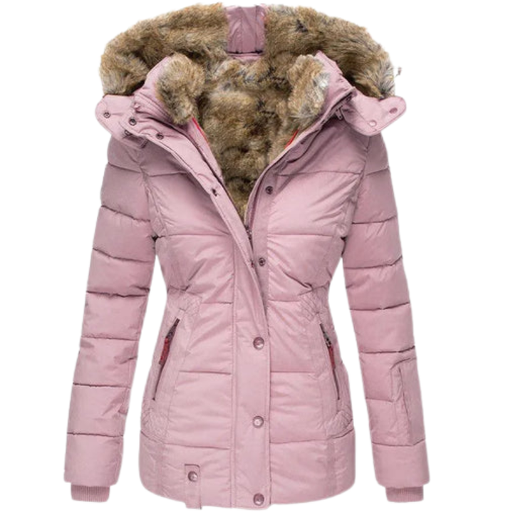 Warme, wasserdichte Damen Winterjacke mit Kapuze, ideal für kalte Tage & Windschutz. (95)